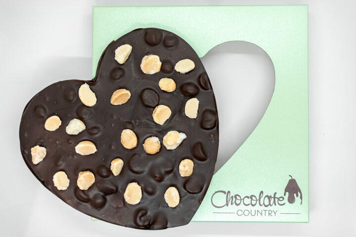 Chocolate Country Large 250g Dark Belgian Chocolate Heart with Macadamias